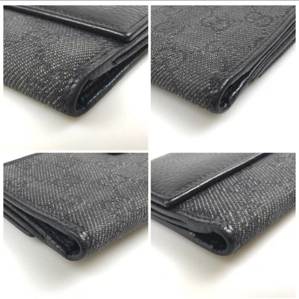 GUCCI WALLET BI FOLD 143389 0959 GG CANVAS Black Leather Authentic - Picture 11 of 11